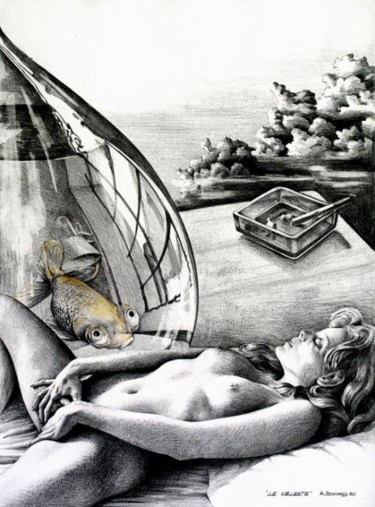 Dessin intitulée "le céleste" par Alain Bonnand, Œuvre d'art originale
