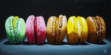 绘画 标题为“Macarons en clair-o…” 由Jean-Pierre Walter, 原创艺术品, 油 安装在木板上