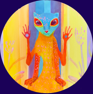 绘画 标题为“Mystic Cat Shaman —…” 由Rimma Mantika, 原创艺术品, 丙烯