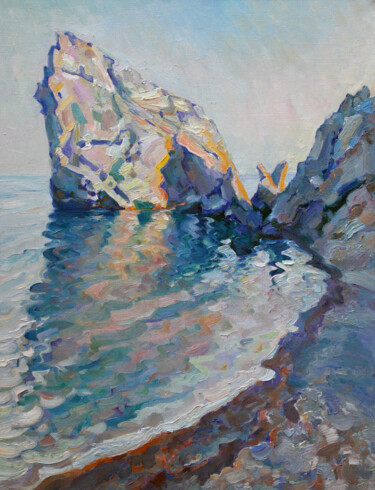 绘画 标题为“Rock on the Seashore” 由Leonid Pavlenko, 原创艺术品, 油 安装在木质担架架上