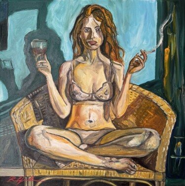 Painting titled "Il Vizio" by Roberto Cafarotti, Original Artwork, Oil