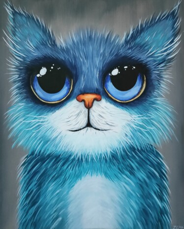 "Blue cat" 绘画 标题为“"Blue cat"” 由Tatiana Zemtsovskaya (ZEMA), 原创艺术品, 丙烯