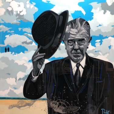 绘画 标题为“HOMMAGE A MAGRITTE” 由François Poulat, 原创艺术品, 丙烯 安装在木质担架架上