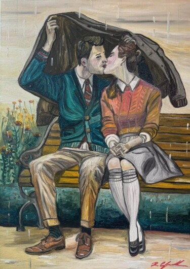 Pittura intitolato "Il Bacio" da Roberto Cafarotti, Opera d'arte originale, Olio