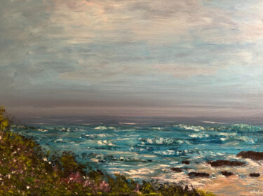 Painting titled "Ocean Energy" by Nsfreesoul, Original Artwork, Acrylic Mounted on Wood Stretcher frame