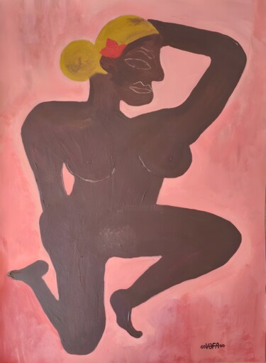 Woman in Peachy Solitude Pittura intitolato "Woman in Peachy Sol…" da Vafa Majidli, Opera d'arte originale, Acrilico