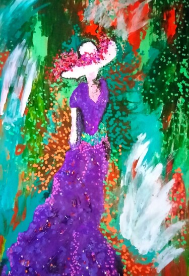 Pittura intitolato "La dama e il Cigno" da Nicoletta Franciosa, Opera d'arte originale, Acrilico