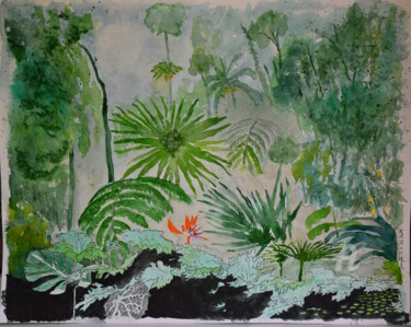 Schilderij getiteld "Jungle" door Bernard Pothier, Origineel Kunstwerk, Aquarel