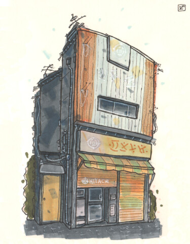 Hitachi electronics shop. Japan Drawing titled "Hitachi electronics…" by Zaur Romanov, Original Artwork, Marker