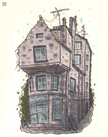 Drawing titled "Old house on Cockbu…" by Zaur Romanov, Original Artwork, Marker