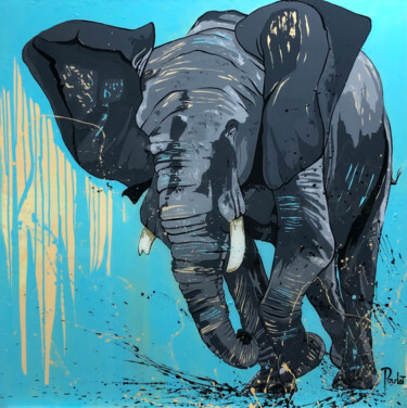 绘画 标题为“L'AFRICAIN” 由François Poulat, 原创艺术品, 丙烯 安装在木质担架架上