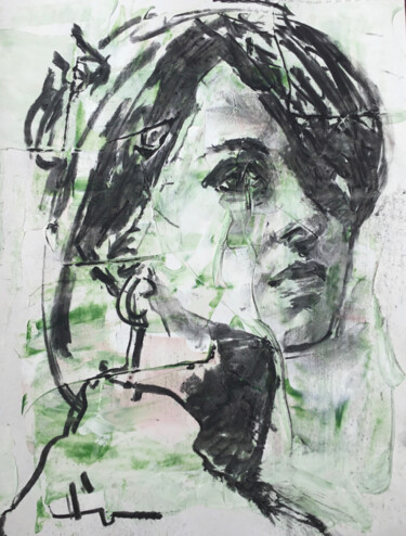 「Maria」というタイトルの描画 Dominique Dèveによって, オリジナルのアートワーク, 木炭