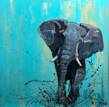 「L'AFRICAINE」というタイトルの絵画 François Poulatによって, オリジナルのアートワーク, アクリル ウッドストレッチャーフレームにマウント