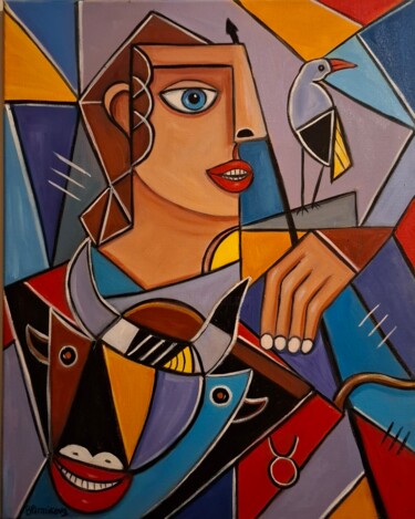 Pittura intitolato "Tourada 3" da Olena Blinnikova, Opera d'arte originale, Olio Montato su Telaio per barella in legno