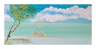 绘画 标题为“Plage tropicale” 由Ninoufloral, 原创艺术品, 丙烯 安装在木板上