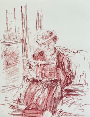 图画 标题为“Reading.” 由Victoria General, 原创艺术品, 铅笔