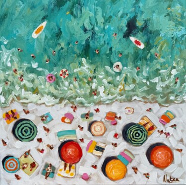Schilderij getiteld "Saint-Tropez" door Natalia Nosek (NATXA), Origineel Kunstwerk, Acryl Gemonteerd op Frame voor houten br…