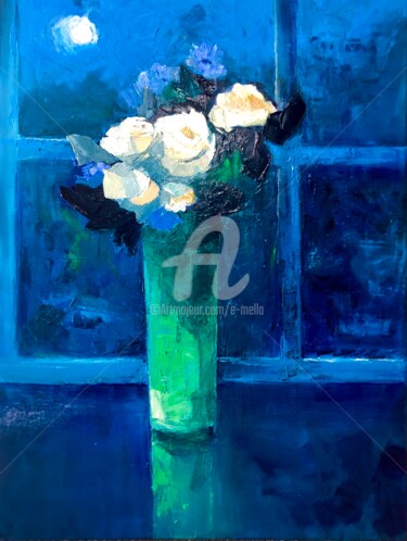 Painting titled "In un’altra vita" by Eliane Boivin, Original Artwork, Oil Mounted on Wood Stretcher frame