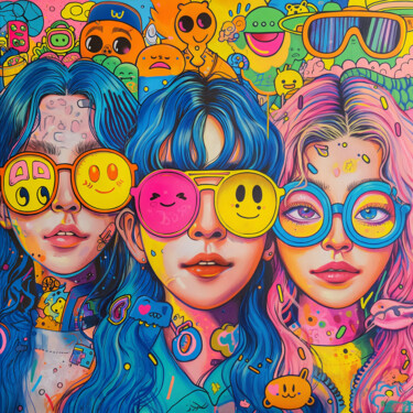 Color Riot: Friendship Fusion "Color Riot: Friends…" başlıklı Dijital Sanat Anna Burger tarafından, Orijinal sanat, Dijital Resim