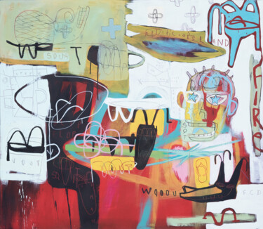 Painting titled "Squatman VI" by Stéphane Foucaud, Original Artwork, Acrylic Mounted on Wood Stretcher frame
