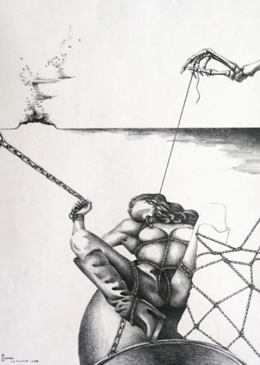 Dessin intitulée "la punition" par Alain Bonnand, Œuvre d'art originale