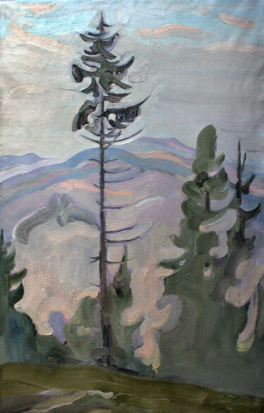 Pittura intitolato "Spruce" da Leonid Pavlenko, Opera d'arte originale, Olio Montato su Telaio per barella in legno