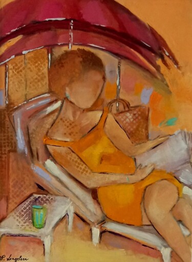 Pittura intitolato ""LA PARENTHÈSE "" da Marie-Paule Lingelser, Opera d'arte originale, Olio Montato su Cartone