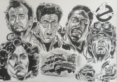 Illustration du film SOS Fantômes réalisé aux crayons Disegno intitolato "Illustration du fil…" da Gilles Staub (LeCrayonAgile), Opera d'arte originale, Matita