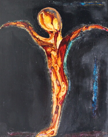 Painting titled "Golden Lord II" by Elodie Marpault, Original Artwork, Ink Mounted on artwork_cat.