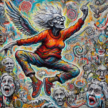 The Rapture of Granny Grit Arte digitale intitolato "The Rapture of Gran…" da Friedrich Ursprung, Opera d'arte originale, Immagine generata dall'IA