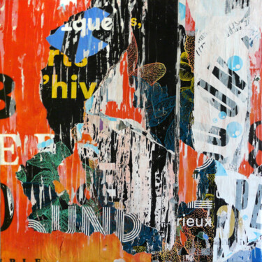 Collages titled "PARIS 72" by Christian Gastaldi, Original Artwork, Collages Mounted on Wood Stretcher frame