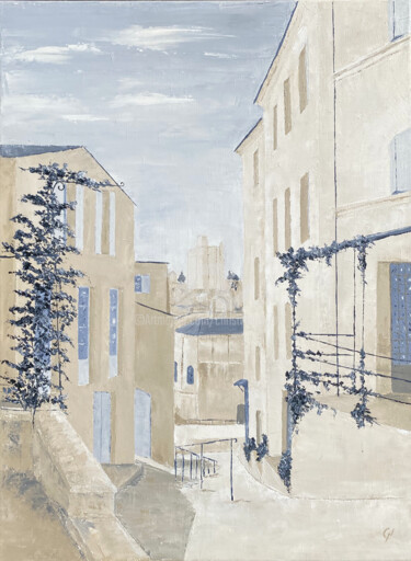 Malerei mit dem Titel "Saint-Emilion, en n…" von Christian Naura, Original-Kunstwerk, Öl Auf Keilrahmen aus Holz montiert