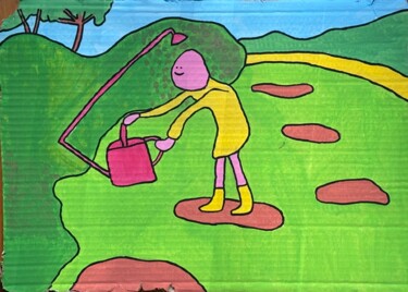 绘画 标题为“L'arroseur arrosé” 由Mou, 原创艺术品, 水粉