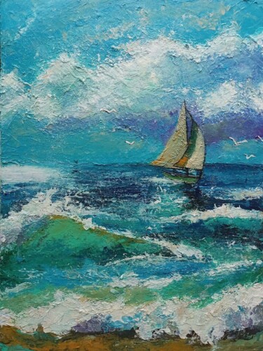 Pintura intitulada "Azure voyage" por Sasha Brisac, Obras de arte originais, Acrílico