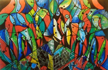 Pittura intitolato "Nosso tempo-reflexã…" da Antonio Guimaraes, Opera d'arte originale, Acrilico