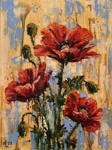 Red Poppies 绘画 标题为“Red Poppies” 由Andrii Skoryi (LERAN), 原创艺术品, 油