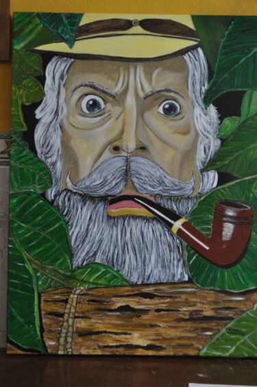 Schilderij getiteld "Dr. Livingston supo…" door Paco Paris, Origineel Kunstwerk, Acryl Gemonteerd op Frame voor houten branc…
