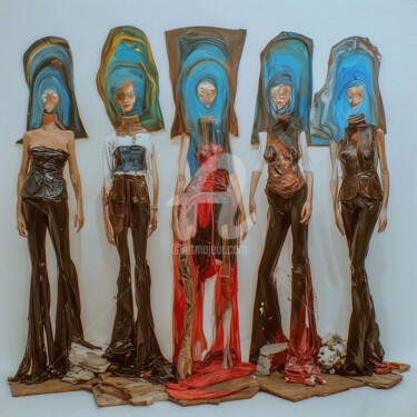 Artes digitais intitulada "Strange" por Davide Poggio, Obras de arte originais, Imagem gerada por IA Montado em Armação em m…