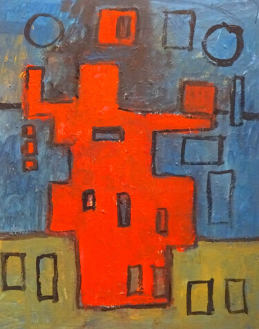 绘画 标题为“Composition 7080” 由Engelina Zandstra, 原创艺术品, 丙烯 安装在木质担架架上