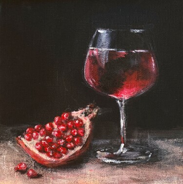 绘画 标题为“Pomegranate & Wine” 由Nataliya Fenko, 原创艺术品, 丙烯 安装在纸板上