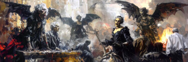 Le jugement de Minos Incisioni, stampe intitolato "Le jugement de Minos" da Lionel Morateur, Opera d'arte originale, Pittura digitale Montato su…