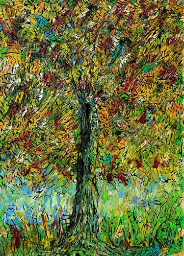 Schilderij getiteld "Grand Manitou" door Jean Mirre, Origineel Kunstwerk, Olie