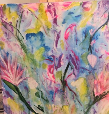 Peinture intitulée "Fluer d'Amour" par Christine Meeks, Œuvre d'art originale, Acrylique Monté sur Châssis en bois
