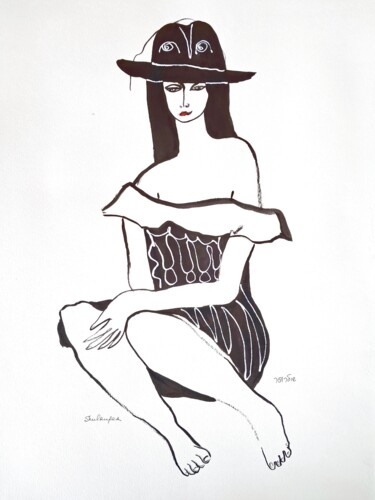 Disegno intitolato "Eyes" da Janna Shulrufer, Opera d'arte originale, Inchiostro