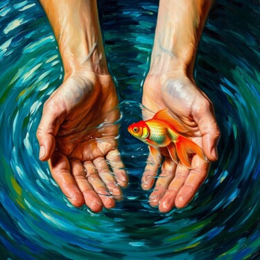 数字艺术 标题为“Goldfish” 由Виктория Волина (ArtVolna), 原创艺术品, AI生成的图像