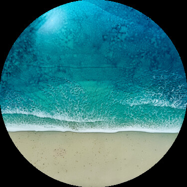 Round Ocean #105 Картина под названием "Round Ocean #105" - Ana Hefco, Подлинное произведение искусства, Акрил Установлен на Деревянная панель