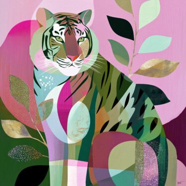 Digitale Kunst mit dem Titel "TIGER 2" von Holly Watt, Original-Kunstwerk, Manipulierte Fotografie Auf Plexiglas montiert