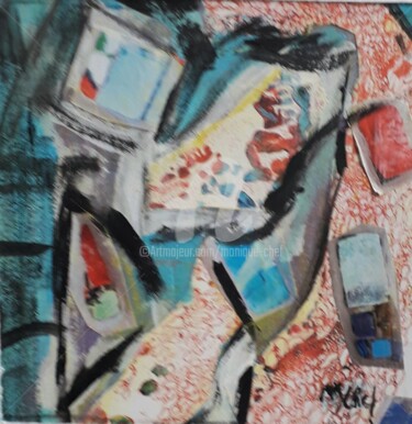 Colagens intitulada "Expression fleurie" por Monique Chef, Obras de arte originais, Colagens