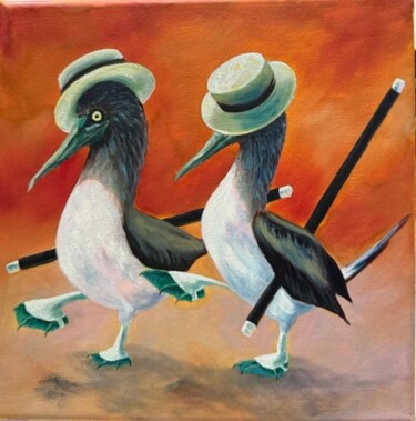 Schilderij getiteld "If Gene Kelly Could…" door Elise Acosta, Origineel Kunstwerk, Olie Gemonteerd op Frame voor houten bran…