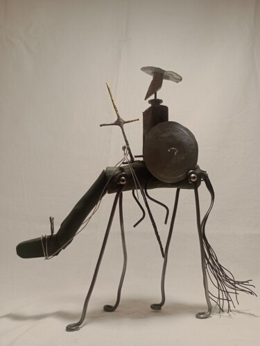 Scultura intitolato "El Caballero de la…" da Cristian Bustos, Opera d'arte originale, Legno